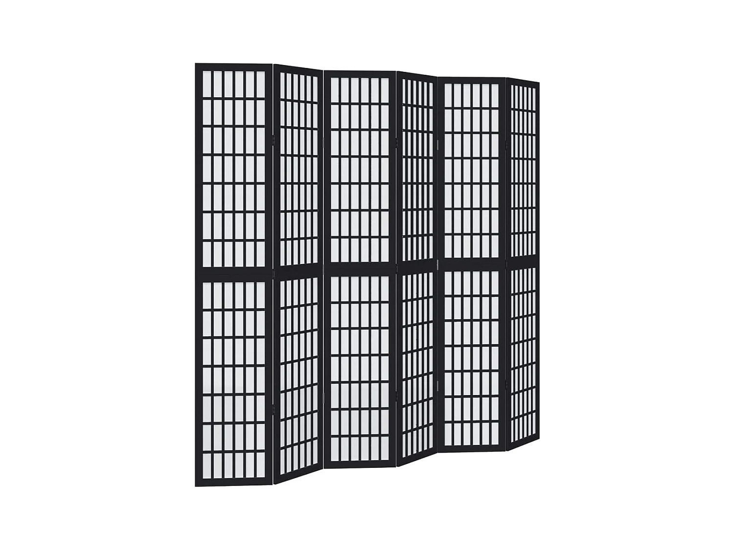 Cloison de séparation 6 panneaux noir bois de paulownia massif