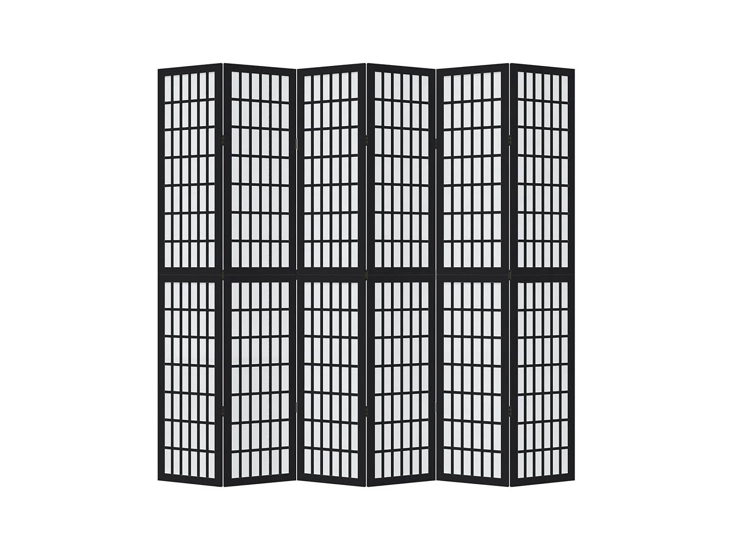 Cloison de séparation 6 panneaux noir bois de paulownia massif