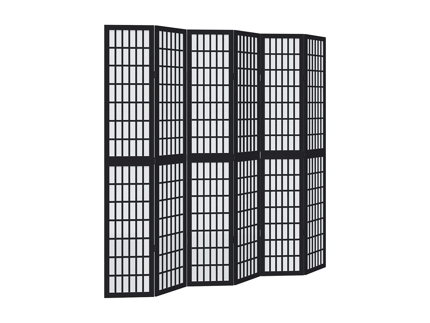 Cloison de séparation 6 panneaux noir bois de paulownia massif