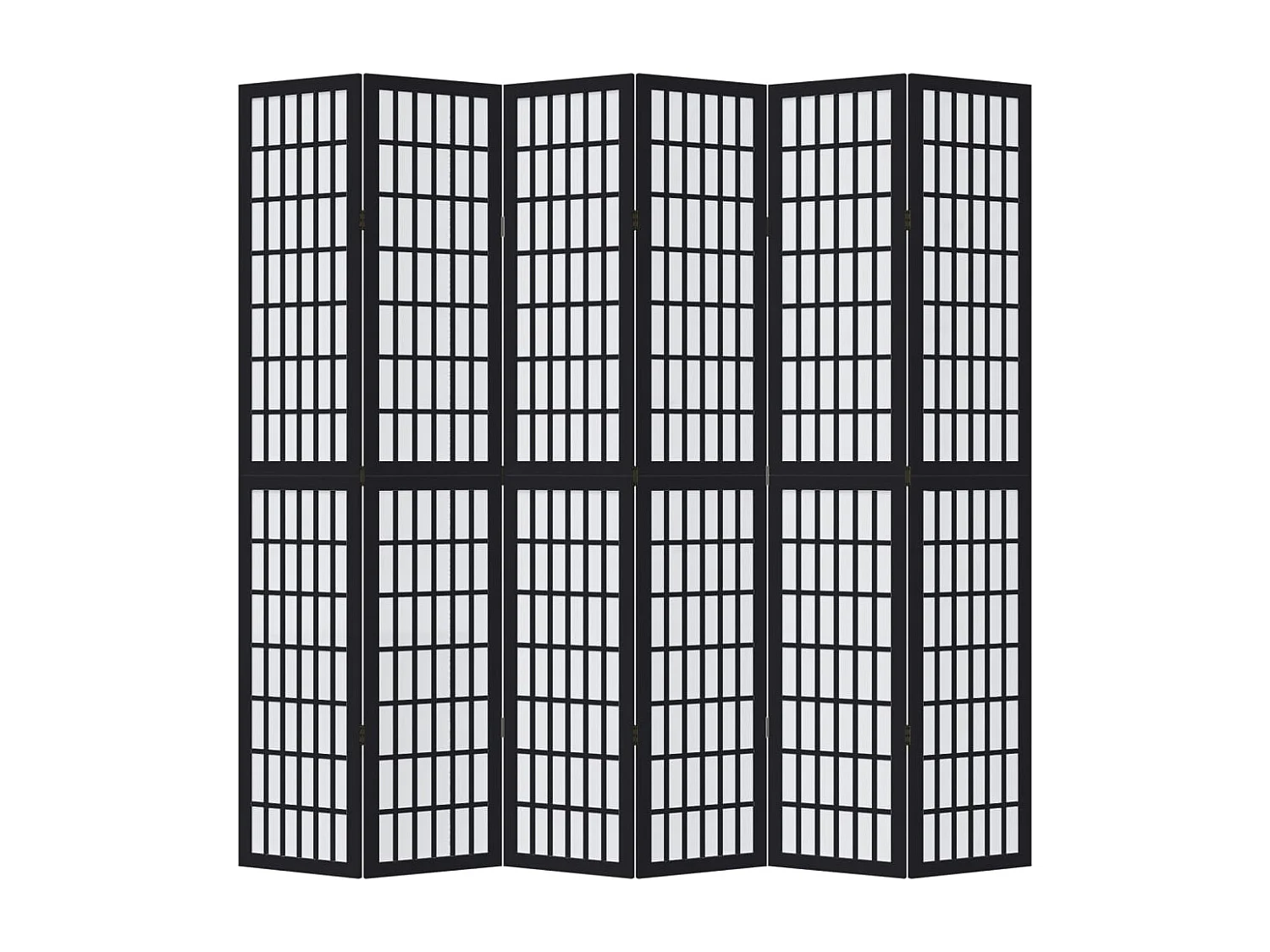 Cloison de séparation 6 panneaux noir bois de paulownia massif