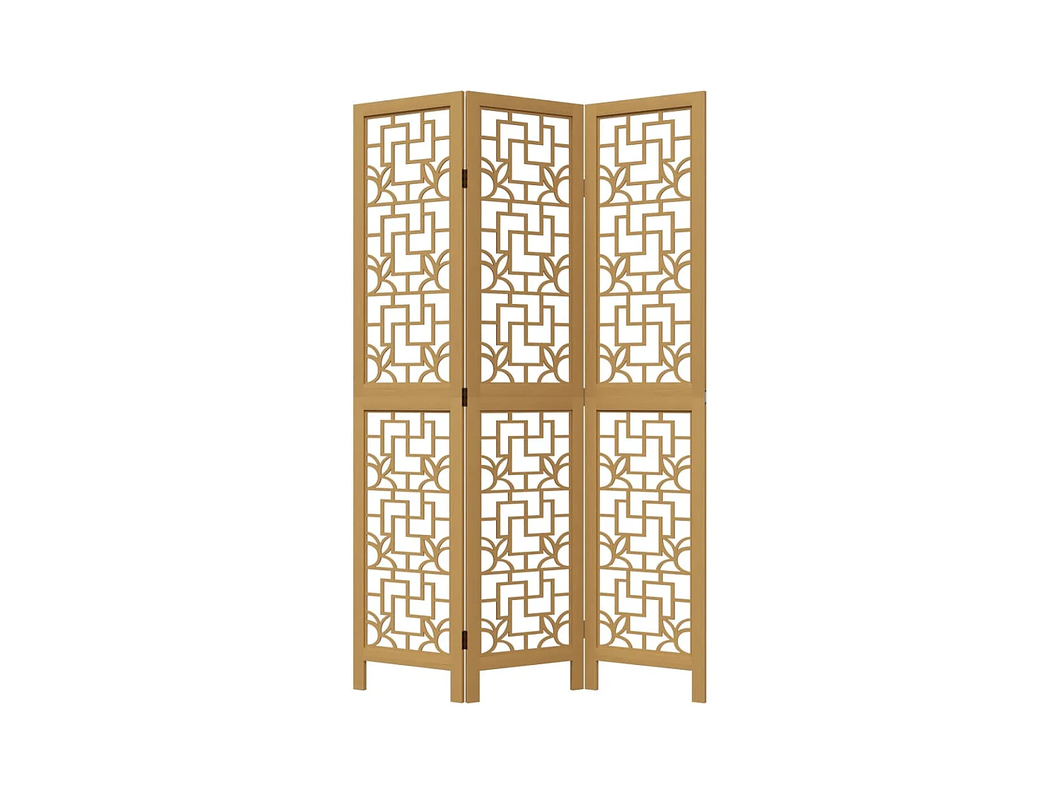 Tabique divisorio de 3 paneles en madera maciza de paulownia marrón