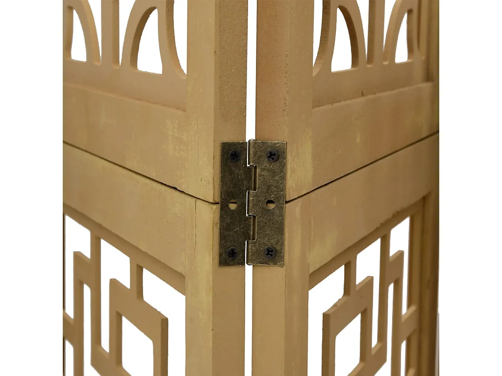 Tabique divisorio de 3 paneles en madera maciza de paulownia marrón