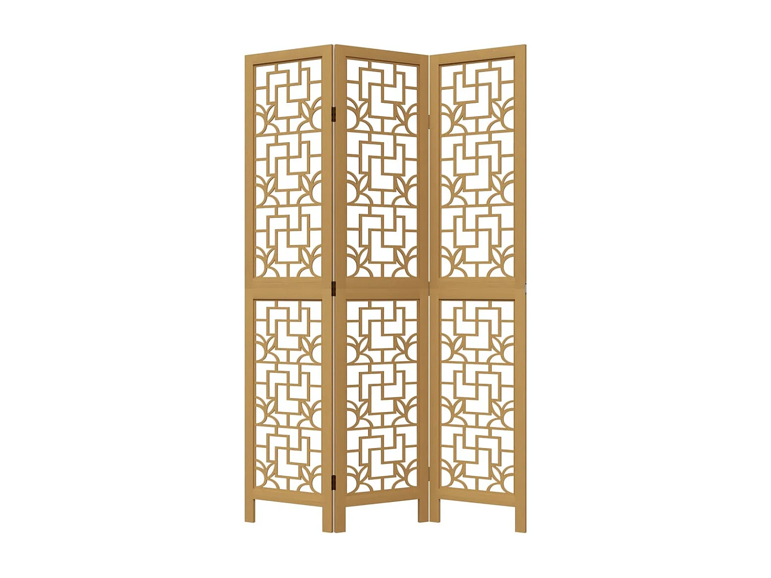 Parete divisoria a 3 pannelli in legno massello di paulonia marrone