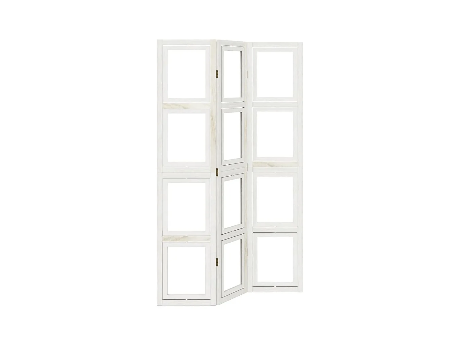 3-delige scheidingswand in wit, massief paulowniahout