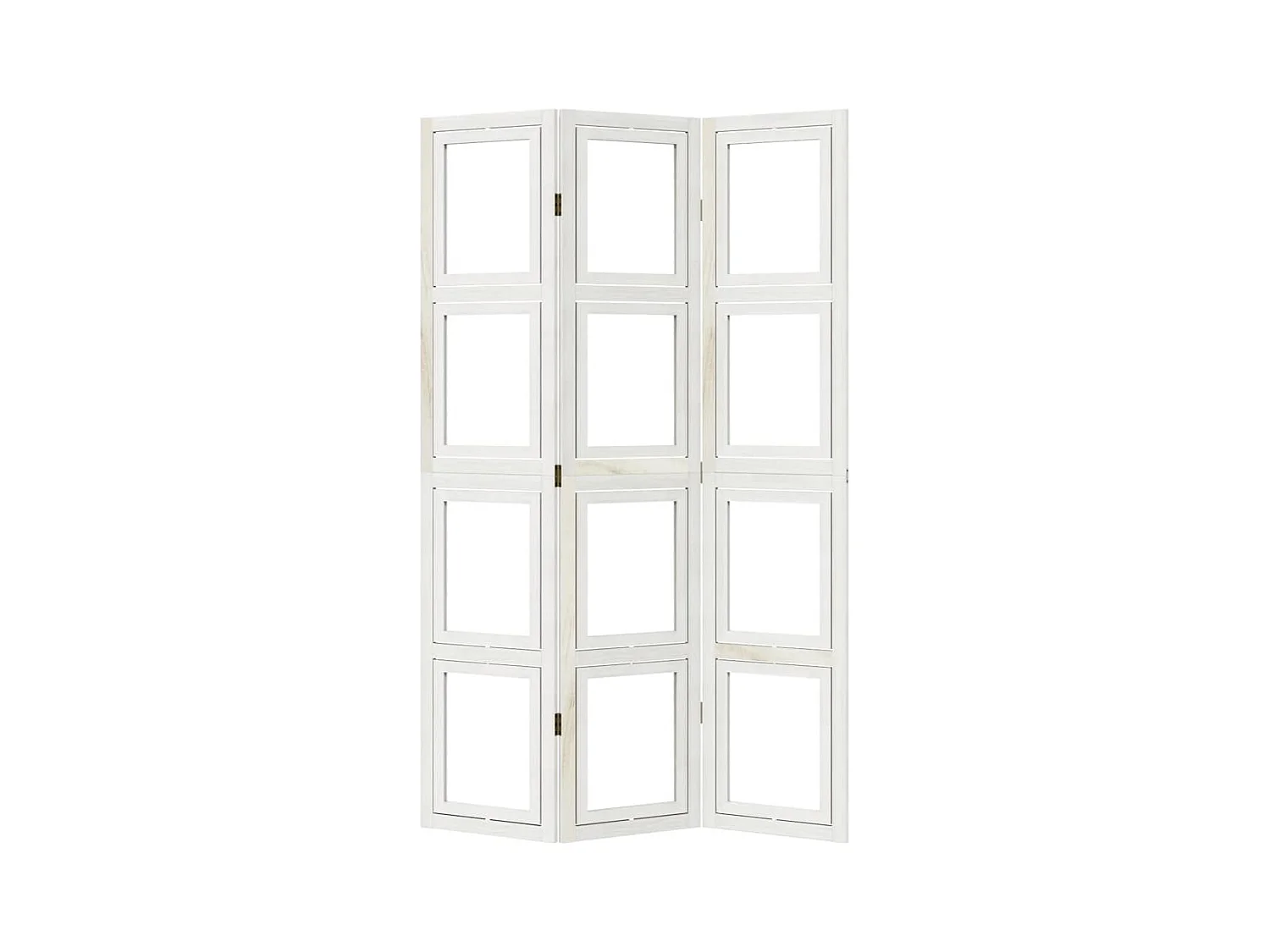 3-delige scheidingswand in wit, massief paulowniahout