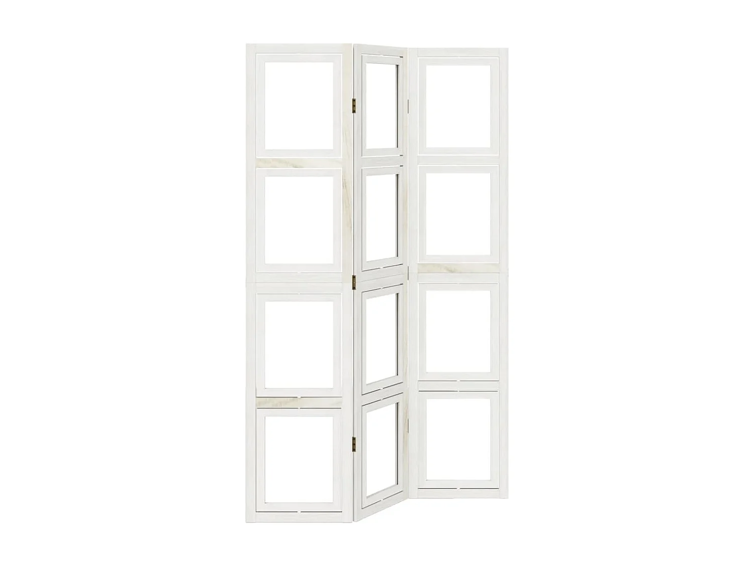 Parete divisoria a 3 pannelli in legno massello di paulonia bianco