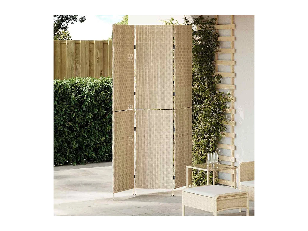 Paravent in Beige 146 x 200 cm. Polyrattan