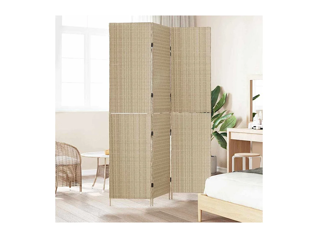 Paravent in Beige 146 x 200 cm. Polyrattan