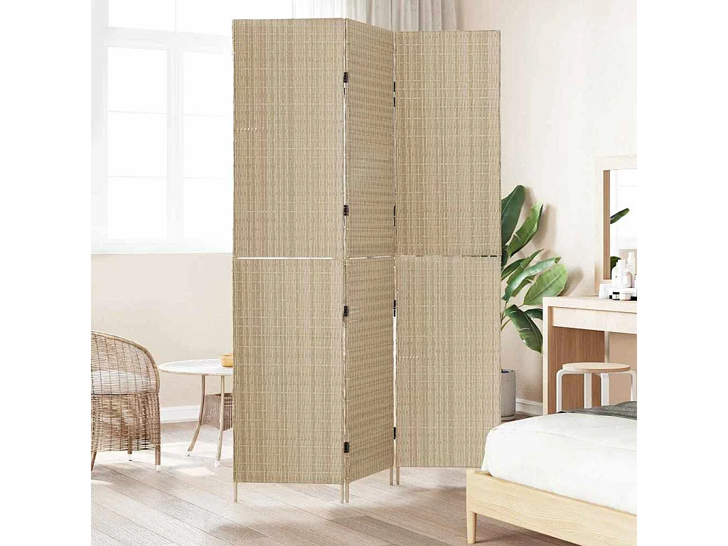Paravento beige 146 x 200 cm. polyrattan