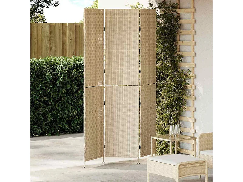 Paravento beige 146 x 200 cm. polyrattan