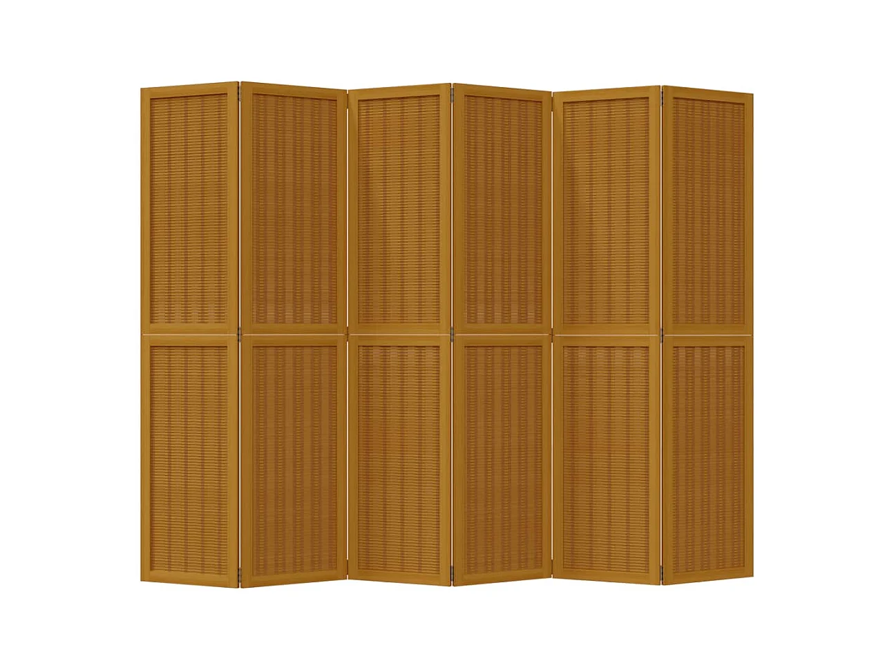 Tabique divisorio de 6 paneles en madera maciza de paulownia marrón
