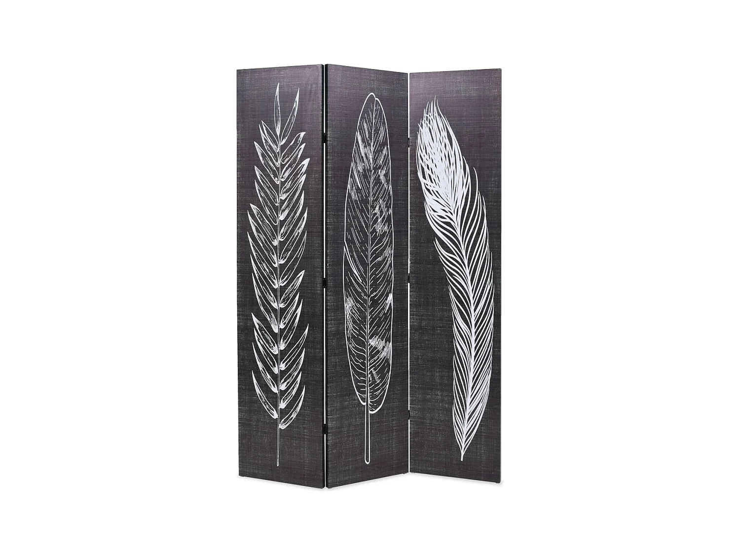 Vouwwand 120 x 170 cm Feathers Zwart-wit