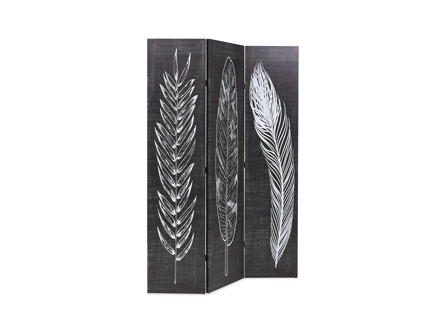 Vouwwand 120 x 170 cm Feathers Zwart-wit