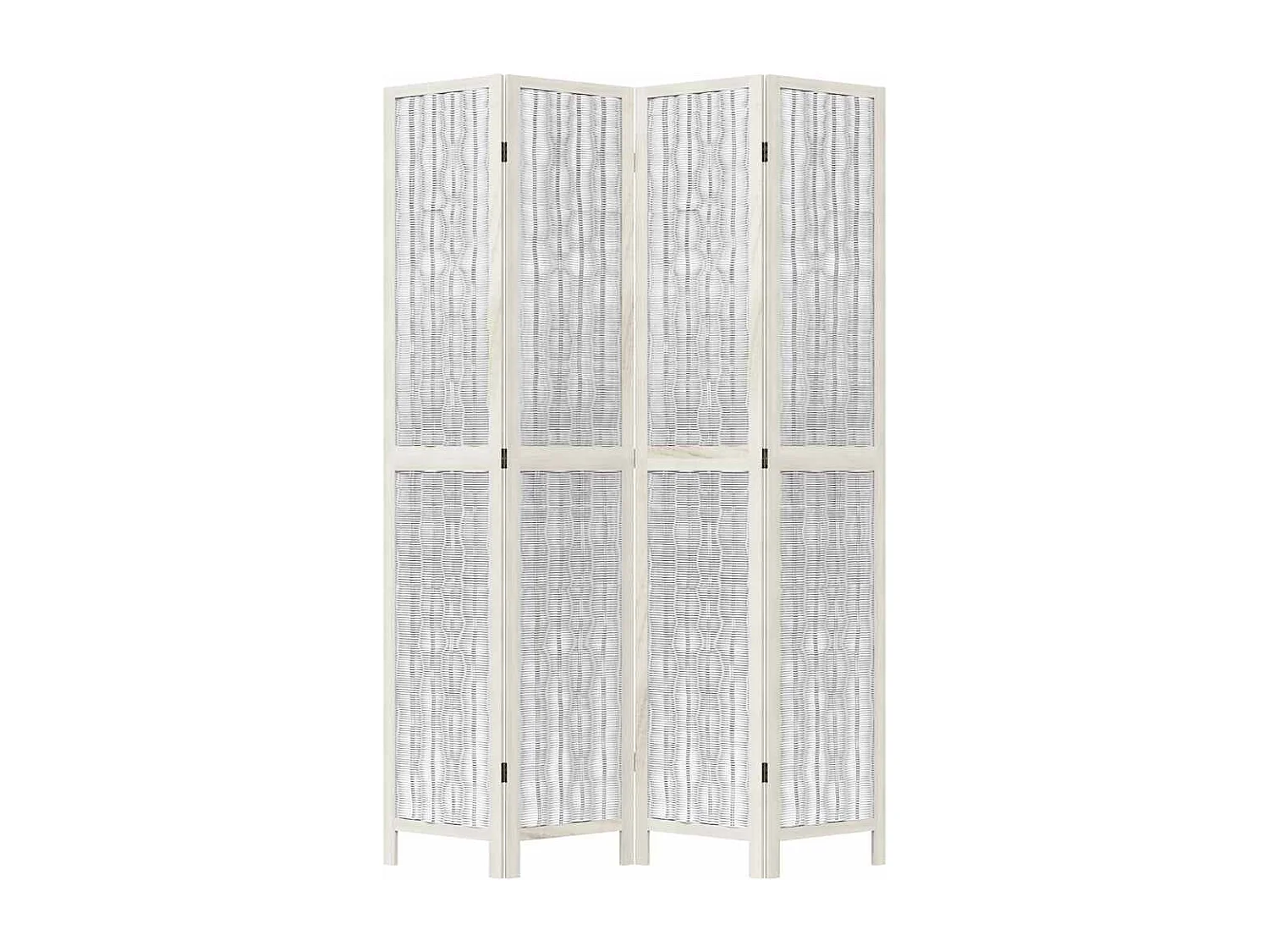 Parete divisoria a 4 pannelli in legno massello di paulonia bianco