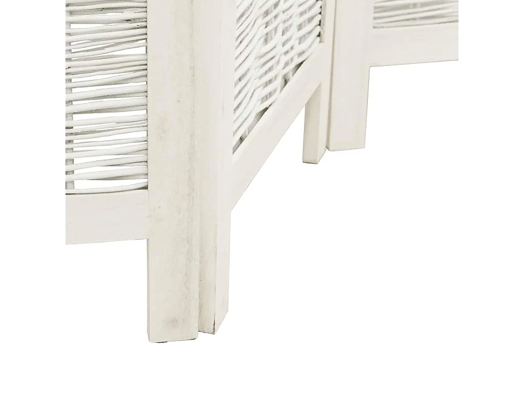 Parete divisoria a 4 pannelli in legno massello di paulonia bianco