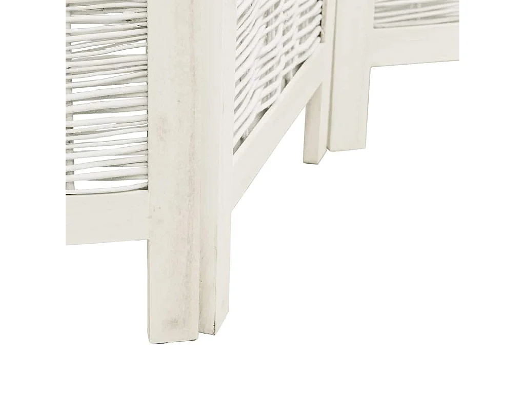 Cloison de séparation 4 panneaux blanc bois de paulownia massif