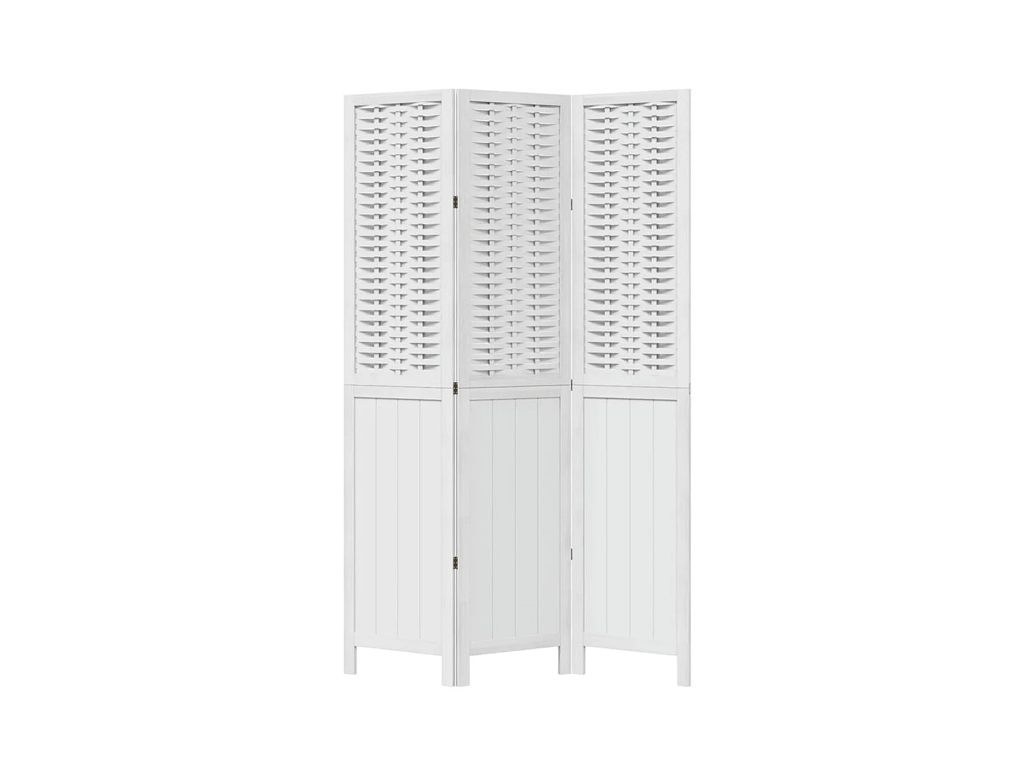 Cloison de séparation 3 panneaux blanc bois de paulownia massif