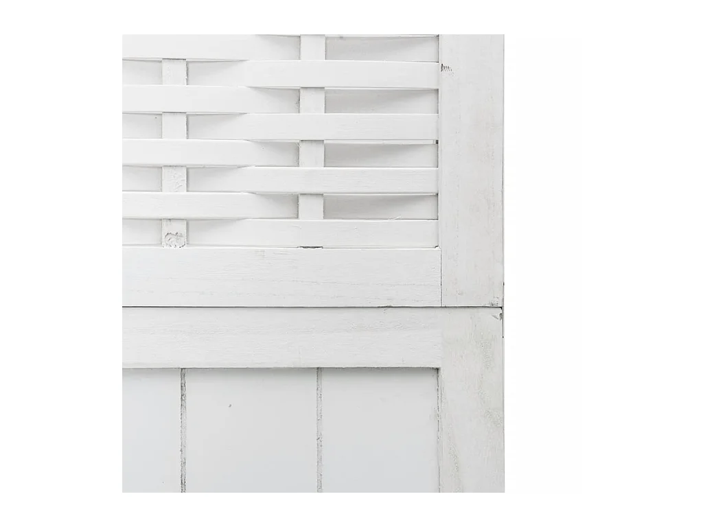 Cloison de séparation 3 panneaux blanc bois de paulownia massif