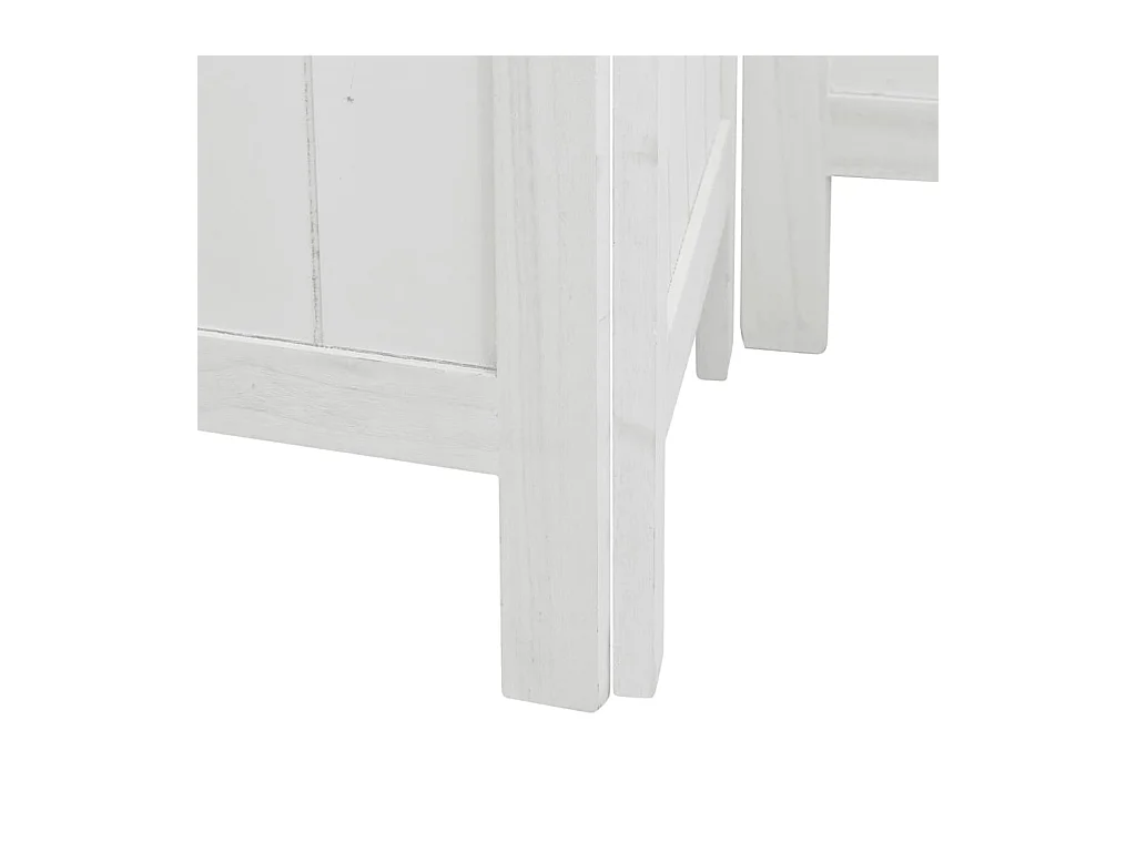 Cloison de séparation 3 panneaux blanc bois de paulownia massif