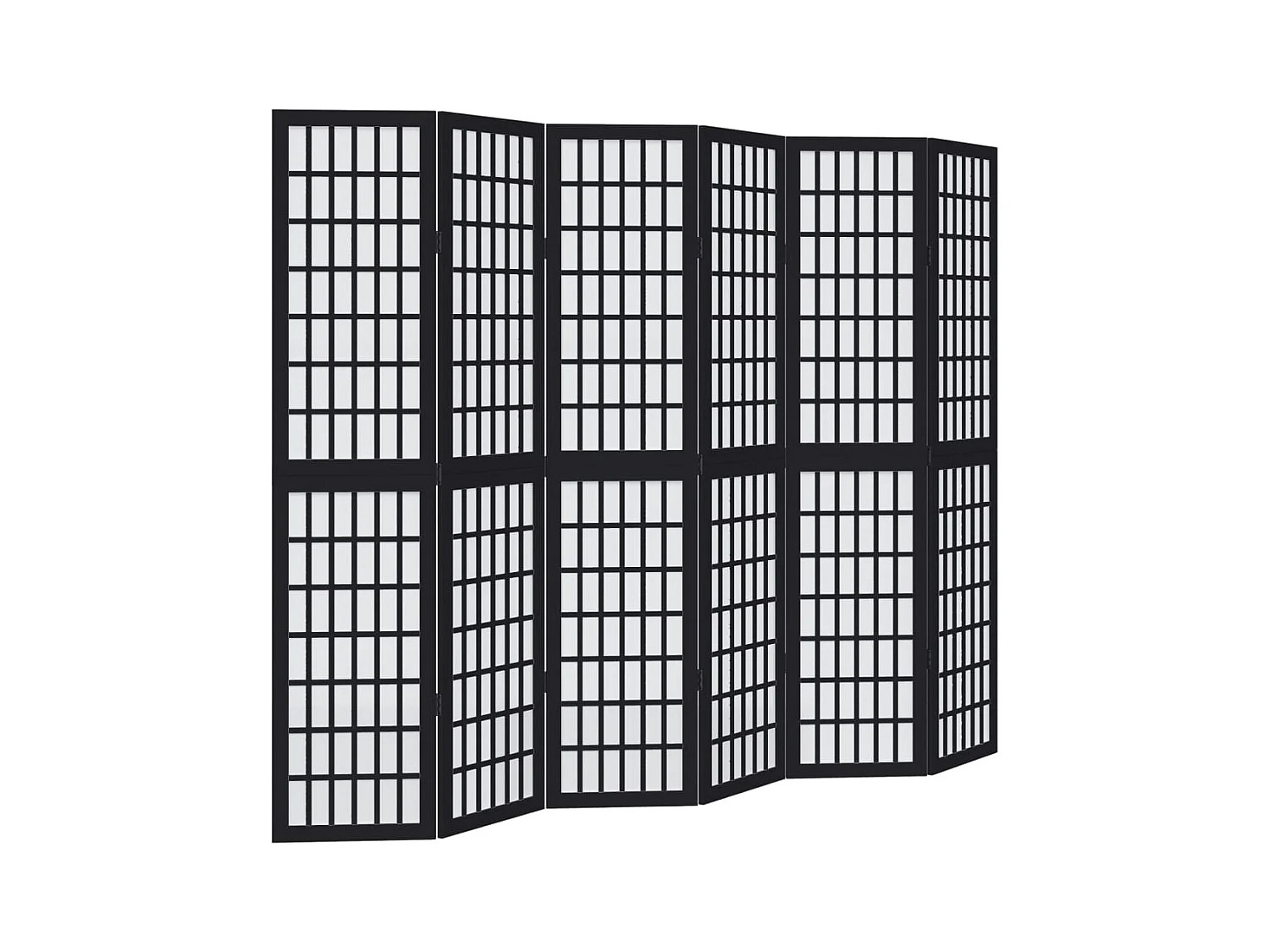 6-delige scheidingswand in zwart, massief paulowniahout