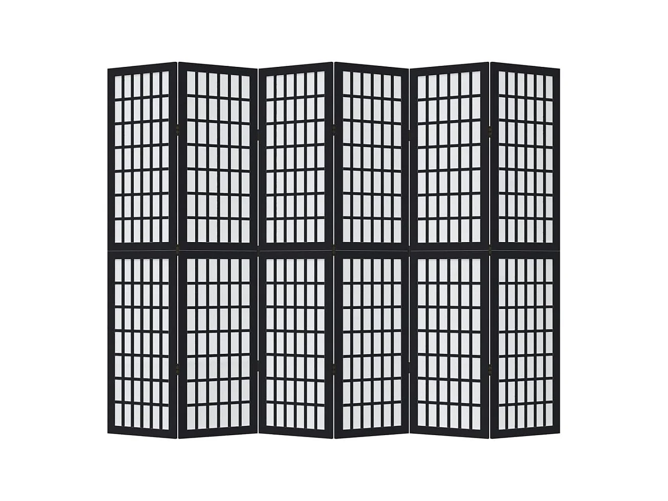 6-delige scheidingswand in zwart, massief paulowniahout