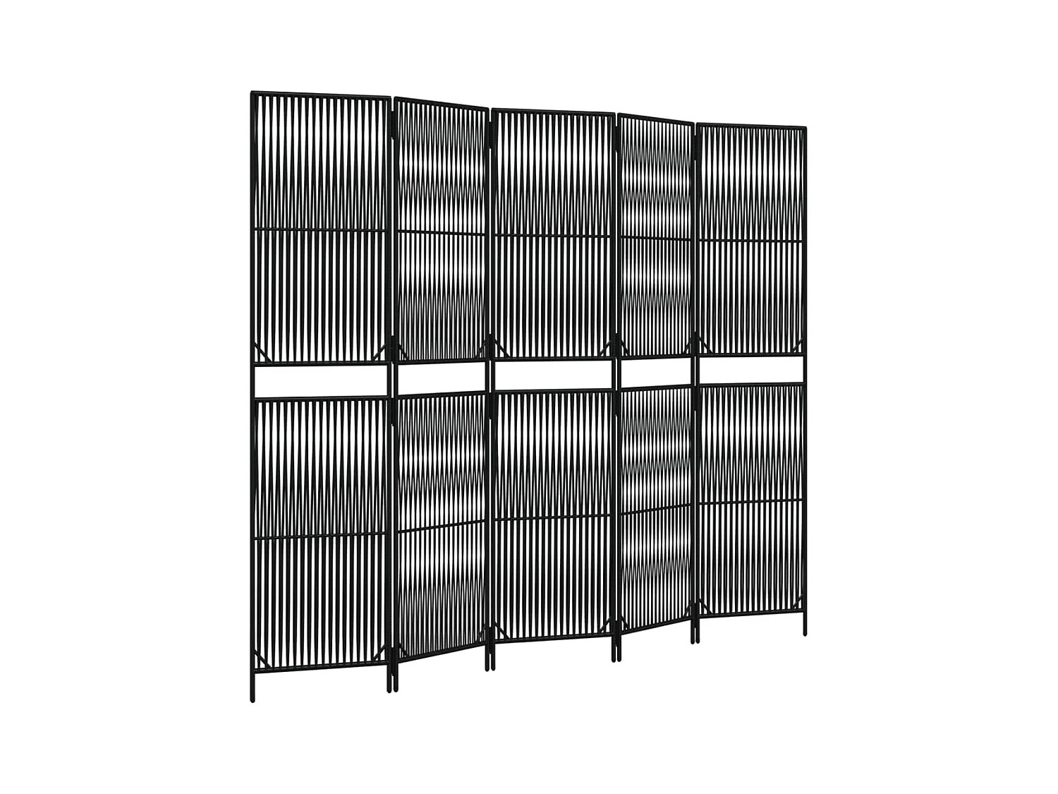 5-delige scheidingswand van zwart kunstharsriet