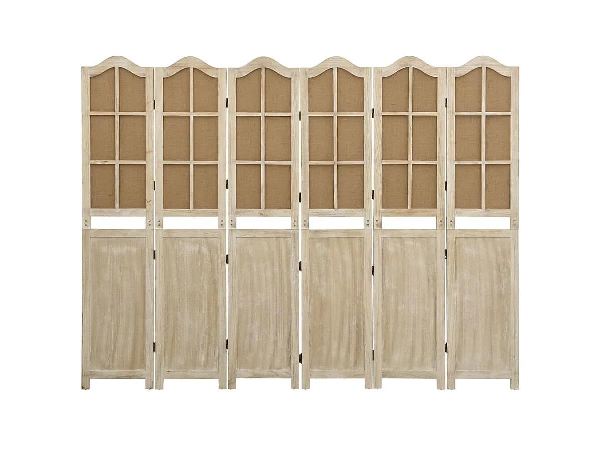 6-delige scheidingswand Bruin 214x165 cm Stof