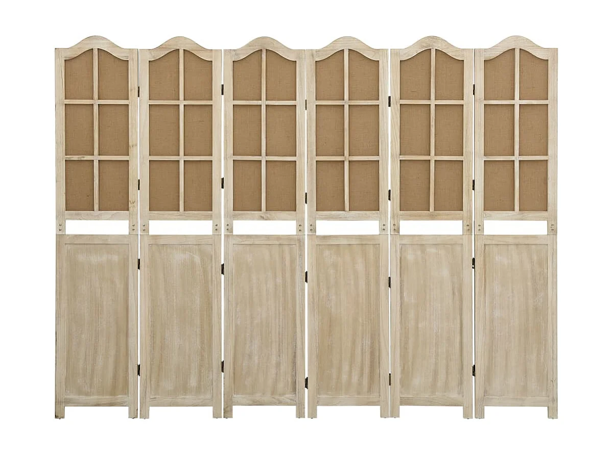 Parete divisoria a 6 pannelli Marrone 214x165 cm Tessuto