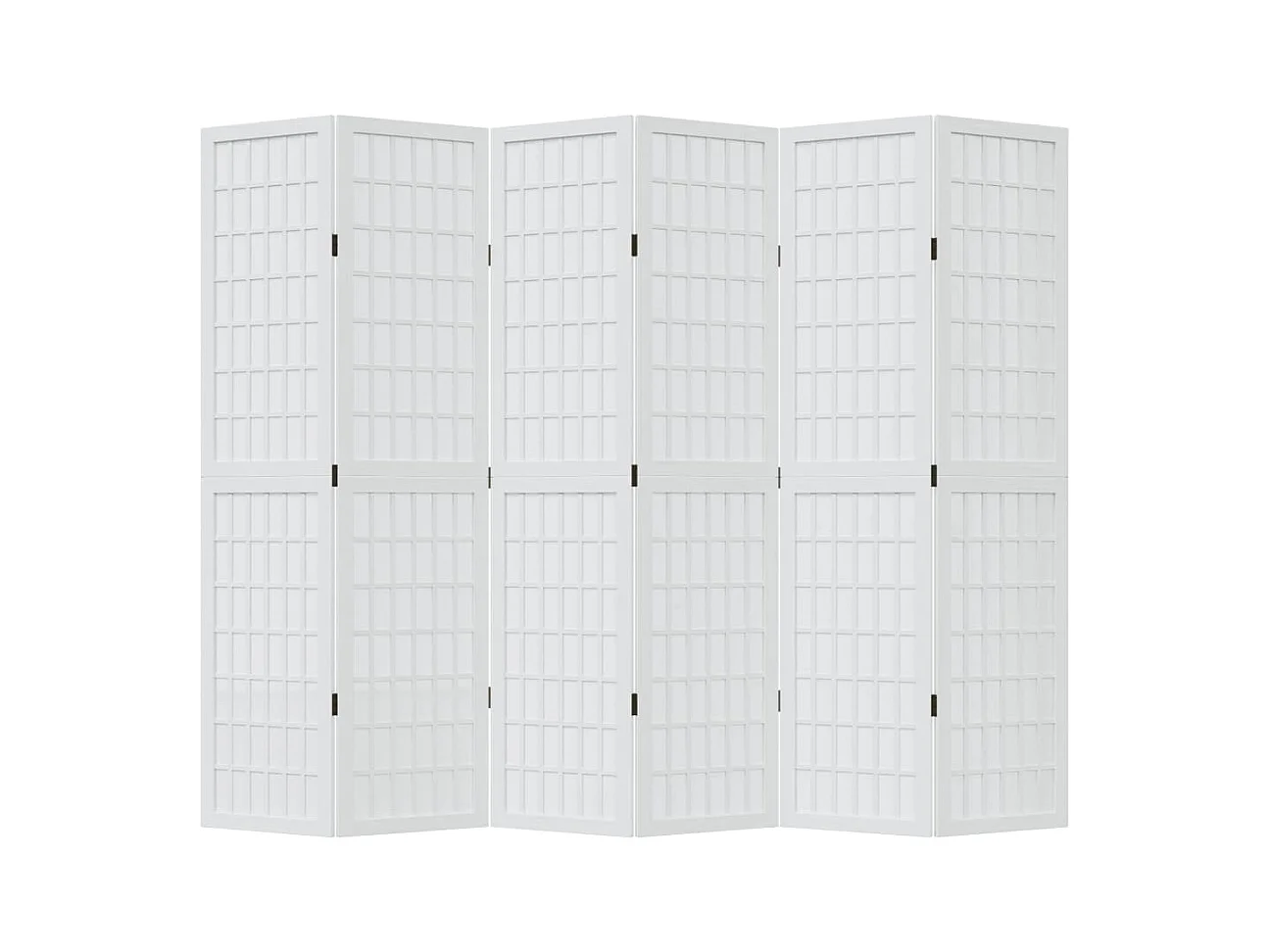 Cloison de séparation 6 panneaux blanc bois de paulownia massif