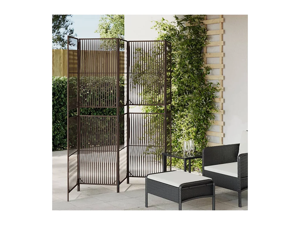 5-delige scheidingswand van bruin kunstharsriet