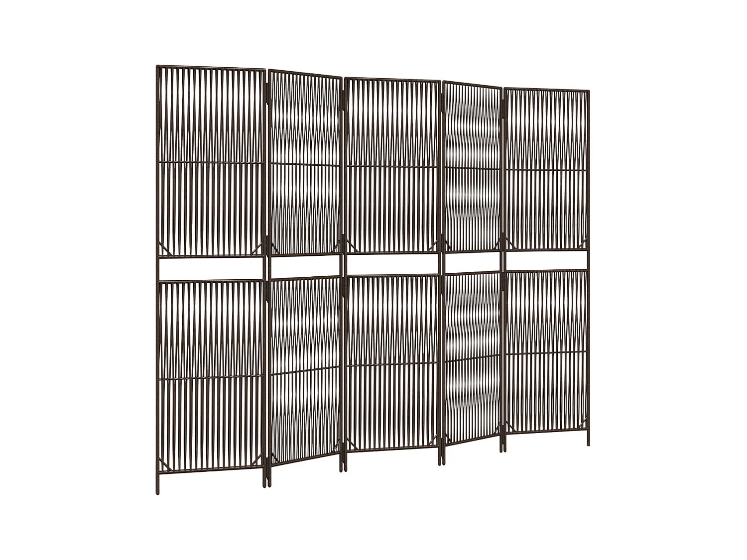 5-delige scheidingswand van bruin kunstharsriet