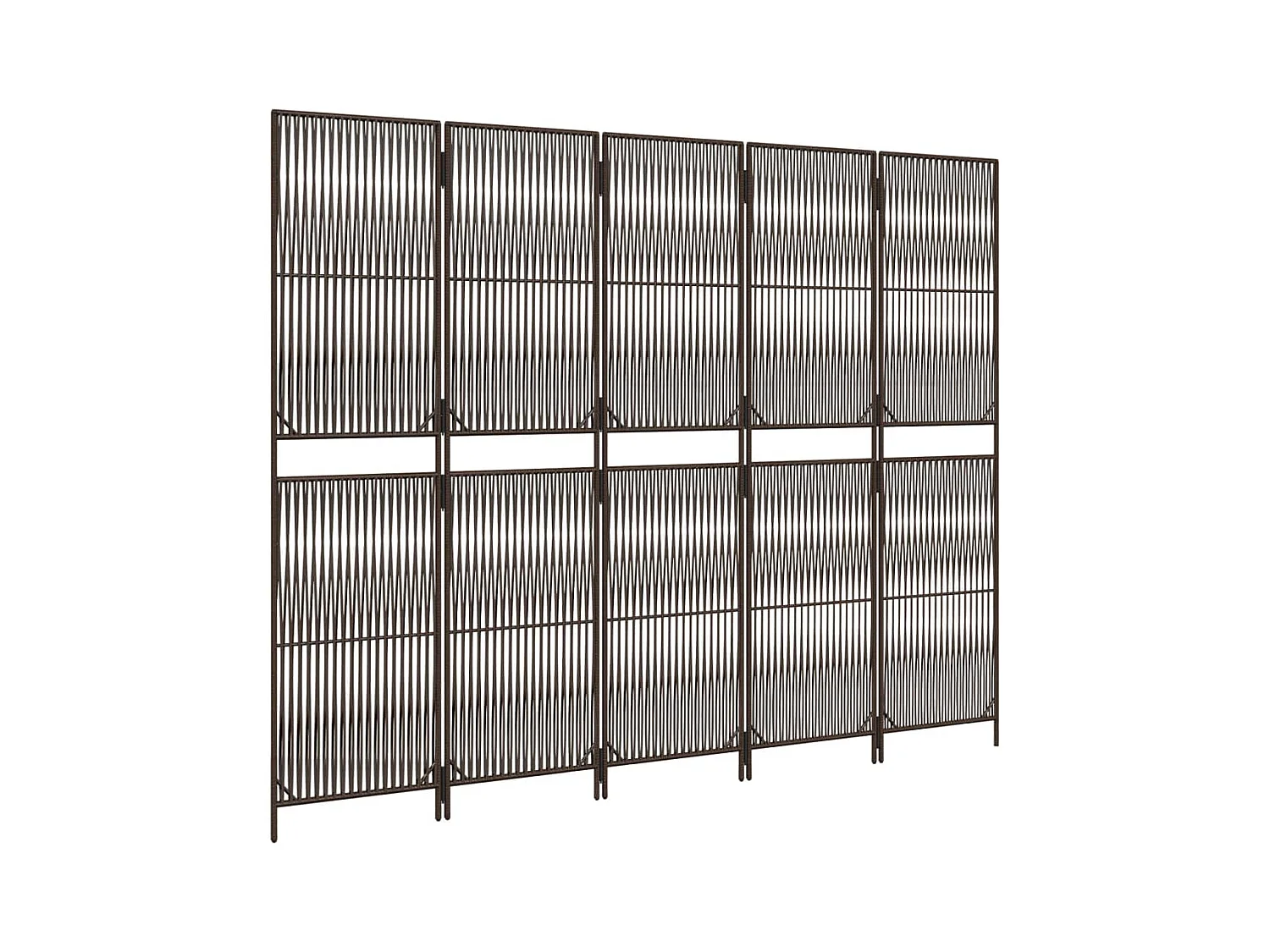 5-delige scheidingswand van bruin kunstharsriet