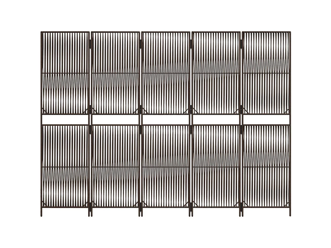 5-delige scheidingswand van bruin kunstharsriet