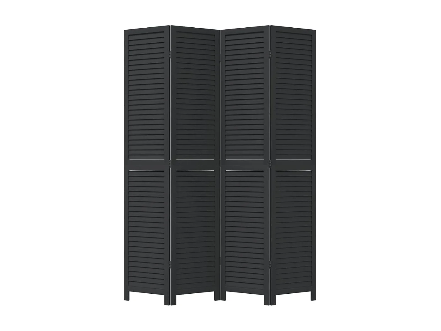 Cloison de séparation 4 panneaux noir bois de paulownia massif