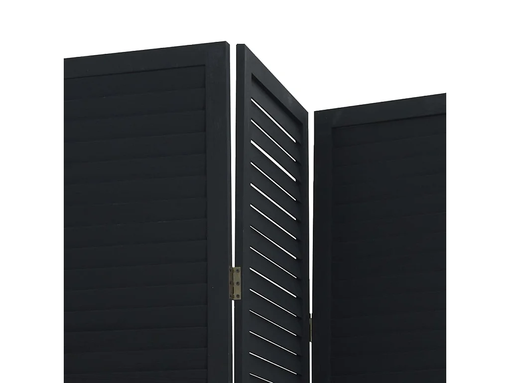 Cloison de séparation 4 panneaux noir bois de paulownia massif