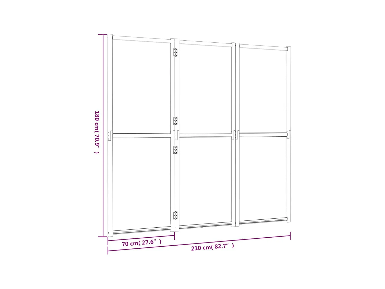 Cloison de séparation 3 panneaux Noir 210x180 cm