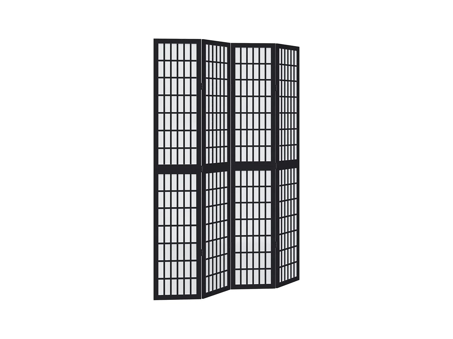 4-delige scheidingswand in zwart, massief paulowniahout