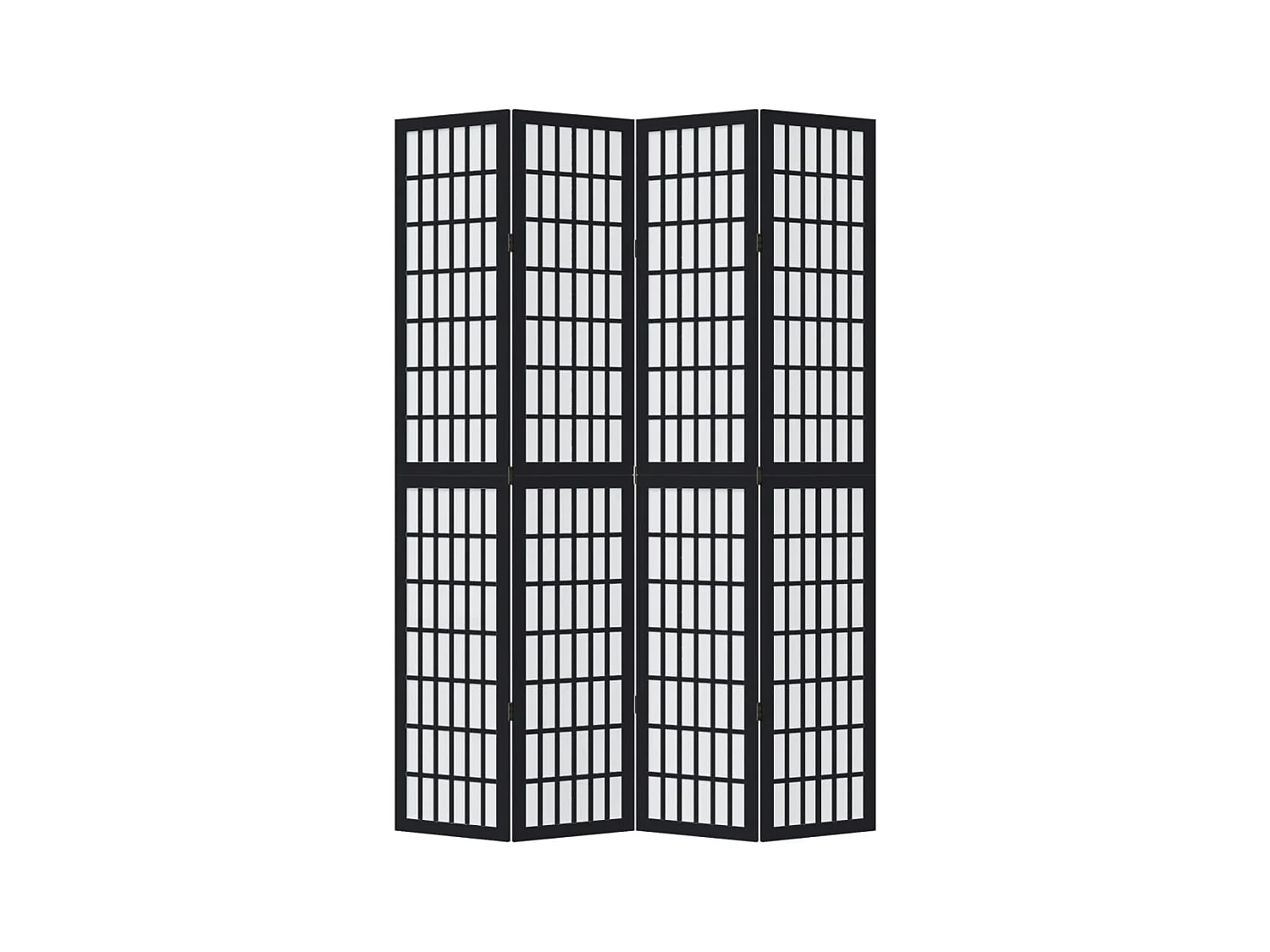 4-delige scheidingswand in zwart, massief paulowniahout