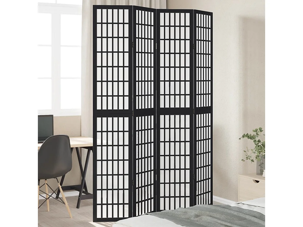 Tabique divisorio de 4 paneles en madera maciza de paulownia negra