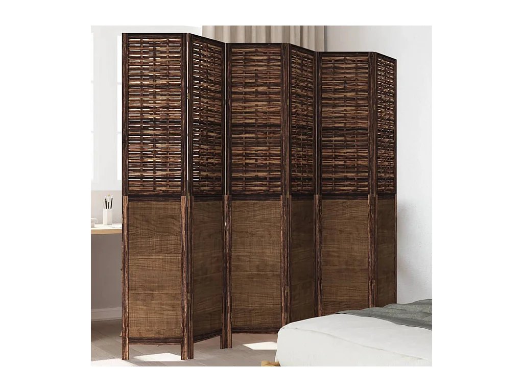 Tabique divisorio de 6 paneles en color marrón oscuro fabricado en paulownia maciza