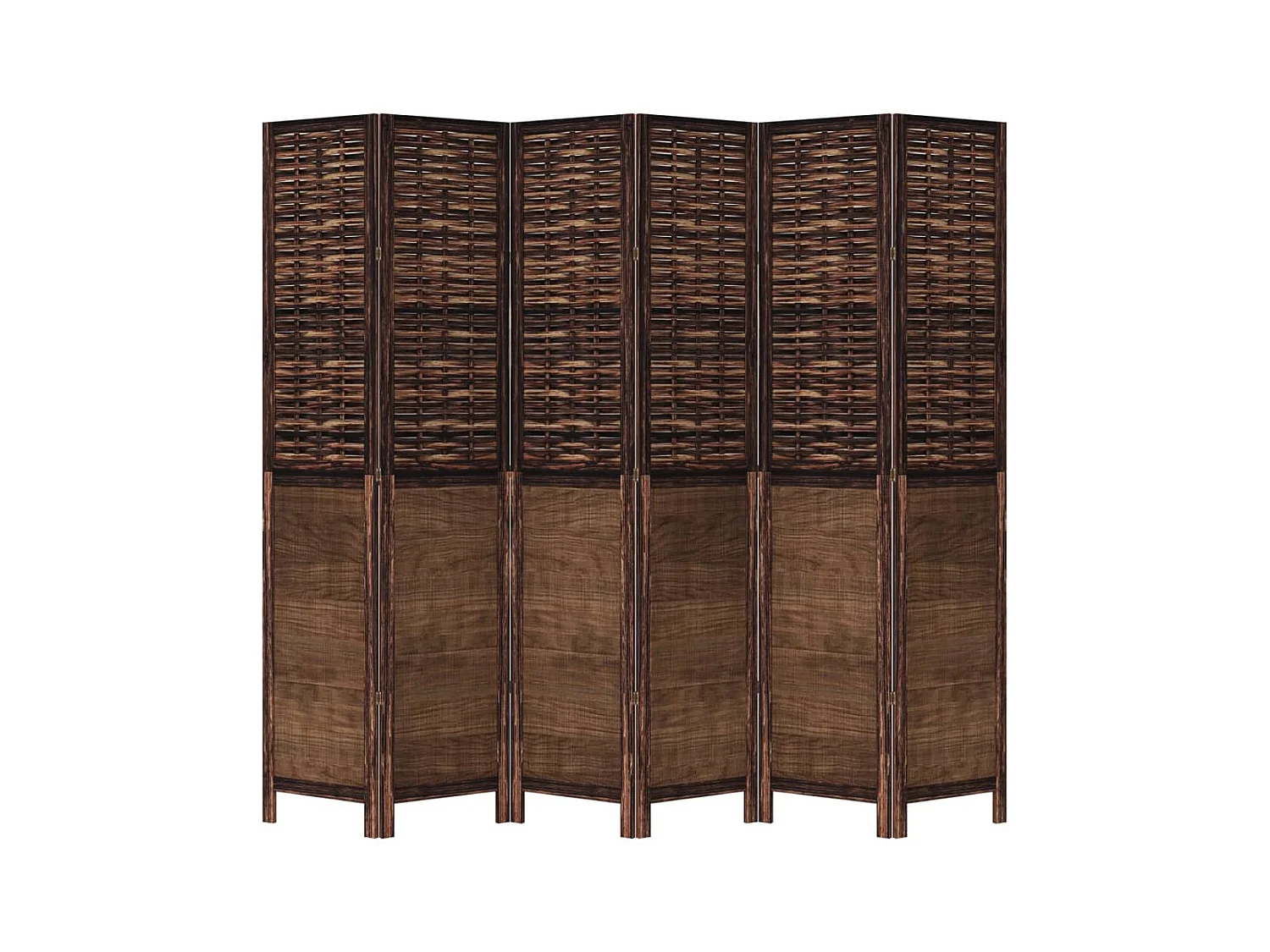 Tabique divisorio de 6 paneles en color marrón oscuro fabricado en paulownia maciza