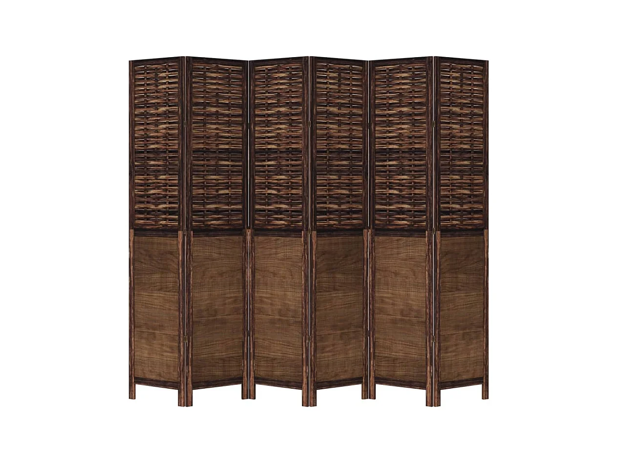 Tabique divisorio de 6 paneles en color marrón oscuro fabricado en paulownia maciza