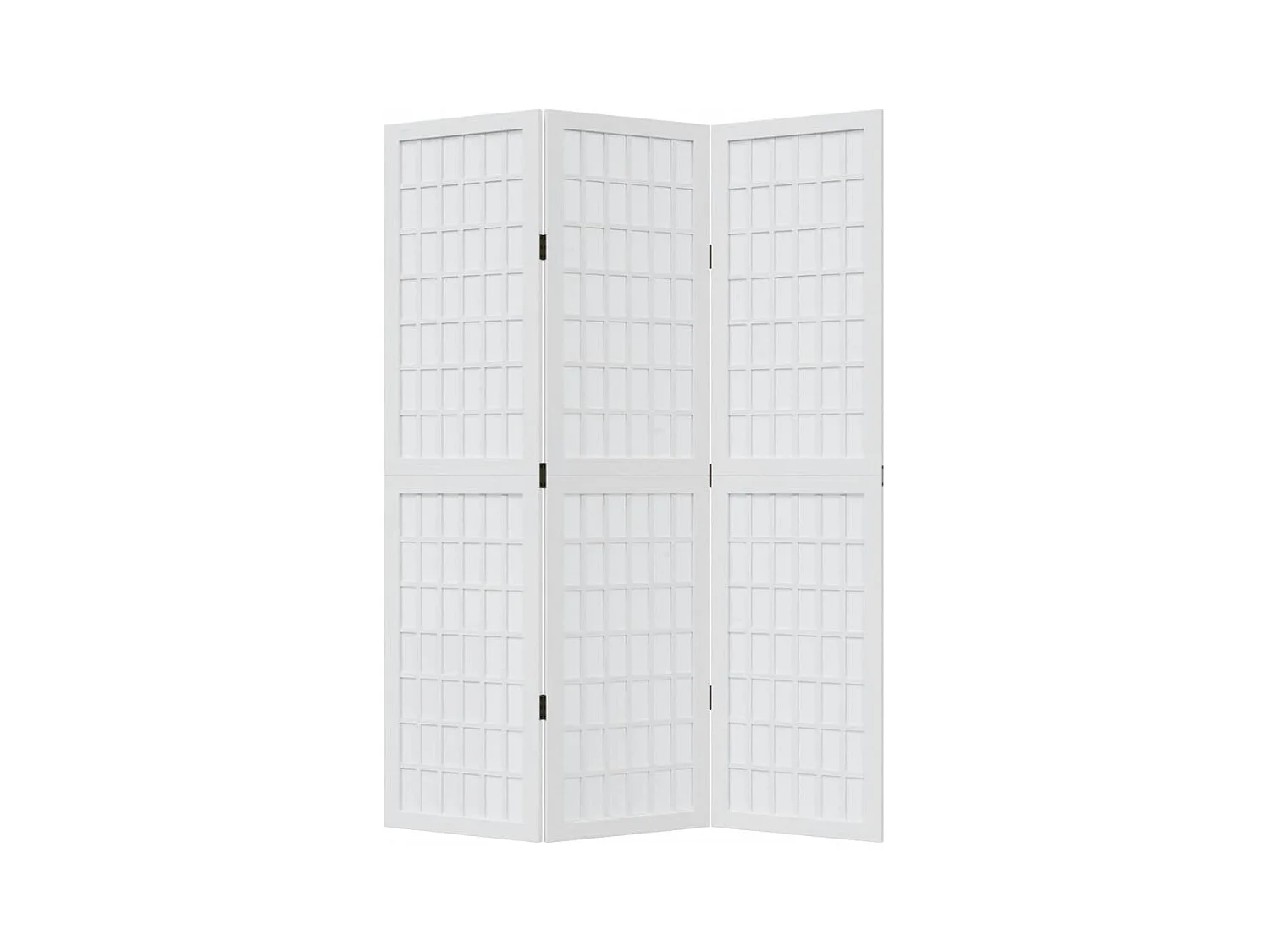 Cloison de séparation 3 panneaux blanc bois de paulownia massif