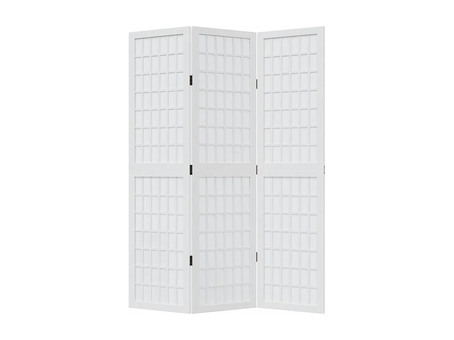 3-delige scheidingswand in wit, massief paulowniahout