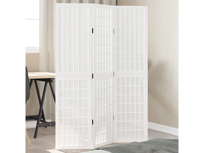 Tabique divisorio de 3 paneles en madera maciza de paulownia blanca