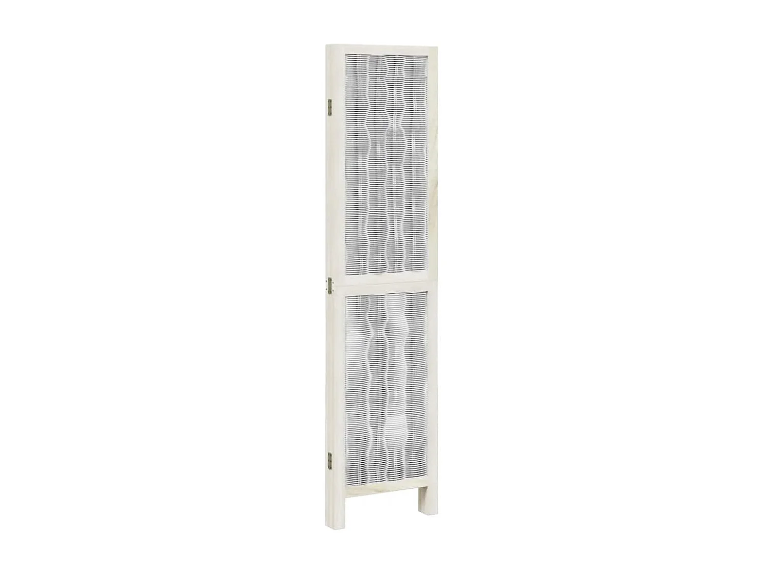 Parete divisoria a 4 pannelli in legno massello di paulonia bianco