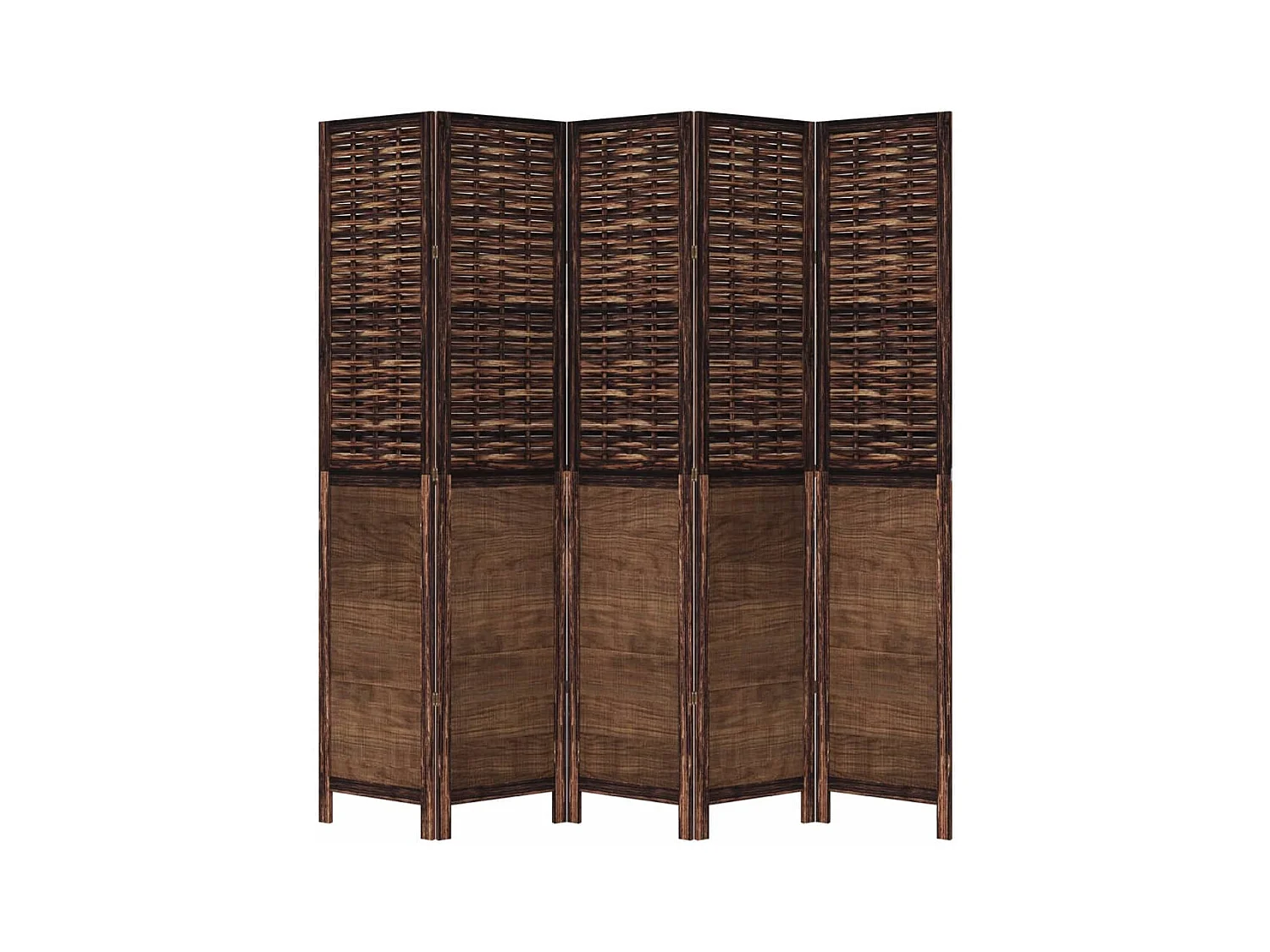 Tabique divisorio de 5 paneles en marrón oscuro fabricado en paulownia maciza