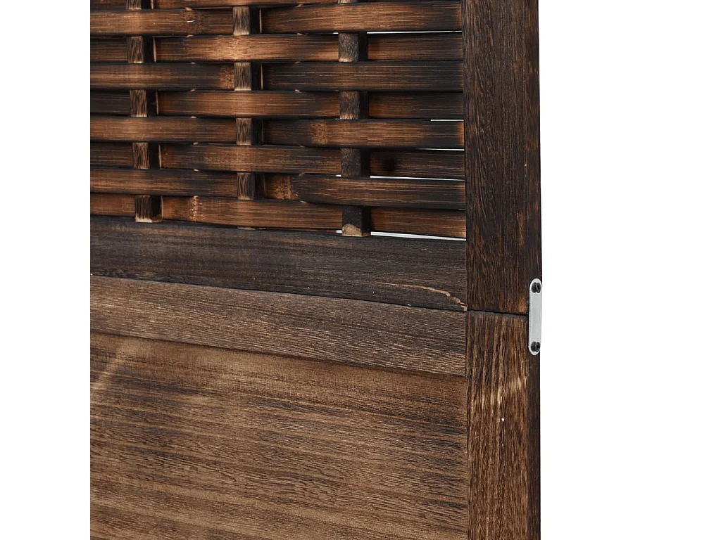 Parete divisoria marrone scuro a 5 pannelli realizzata in legno massello di paulonia