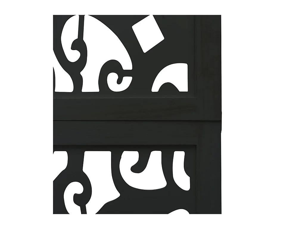 6-delige scheidingswand in zwart, massief paulowniahout