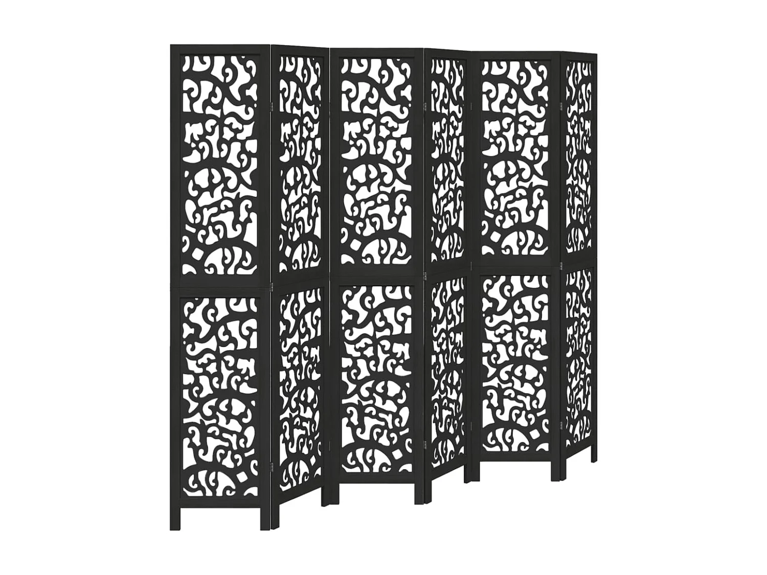 Parete divisoria a 6 pannelli in legno massello di paulonia nero